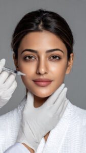 Anti-wrinkle injection being administered to a woman at an aesthetic clinic in Gachibowli, Hyderabad