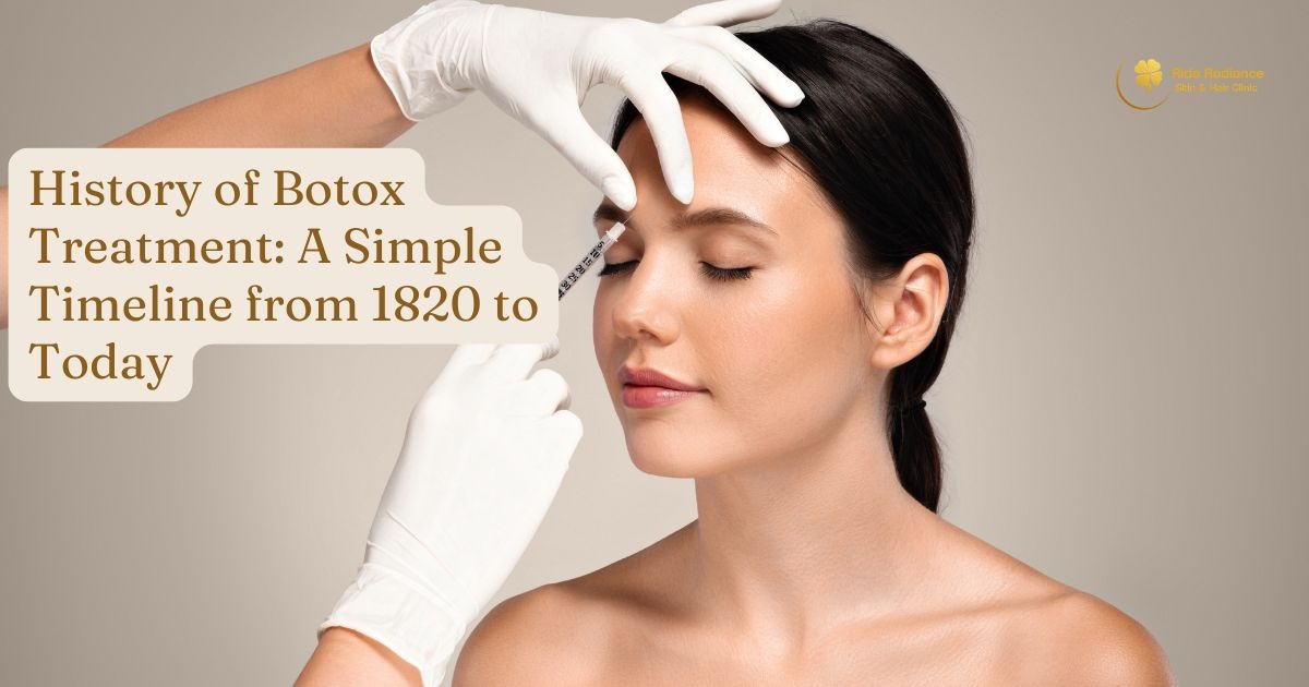 History of Botox treatment timeline cover: doctor giving a Botox injection to the forehead at Rida Radiance, Hyderabad